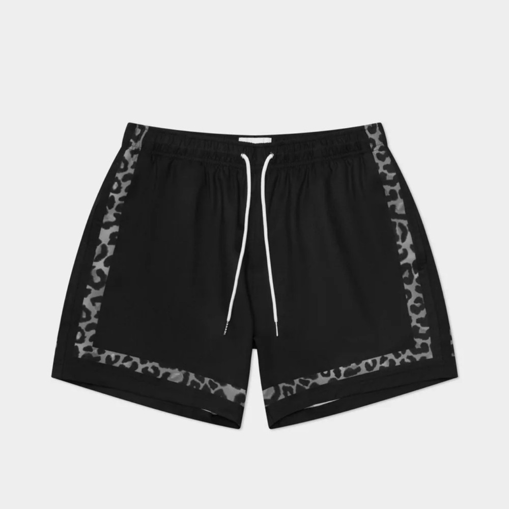 Mavrans Mono Black Leopard Game Swim Shorts, size XL